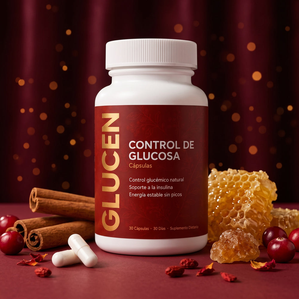 Frasco de GLUCEN con canela, panal y frutos rojos
